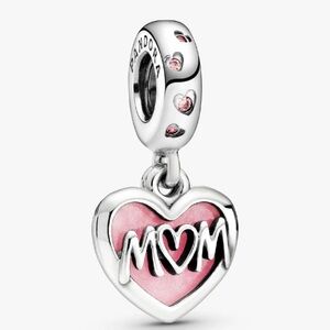 PANDORA Mom Script Heart Dangle Charm NWT and box